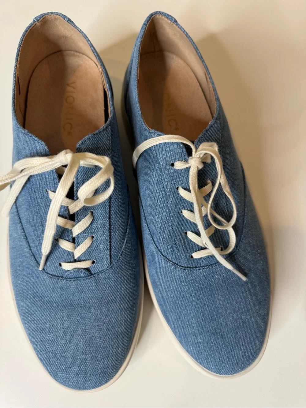Vionic Callie Denim Lace-Up Sneakers Wide Women’s Size 8 Comfort Walking Shoes